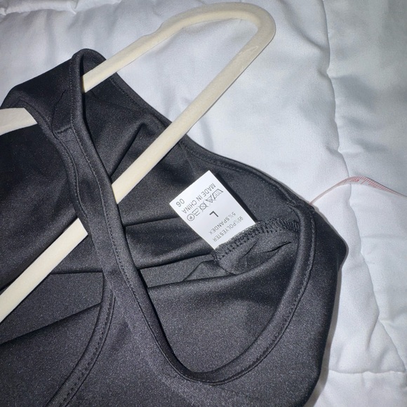 Elegant Black tank with attached Sheer Skirt with White pearl details - Picture 3 of 6